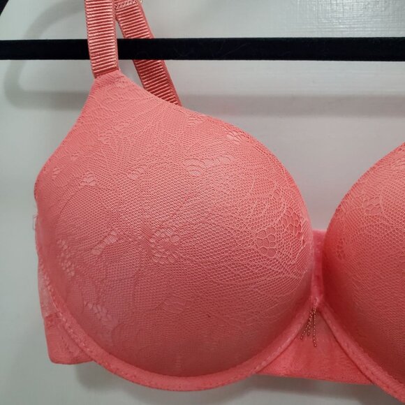 RACHEL Rachel Roy #RR126AX Salmon Lace Underwire Perfect‎ Push Up Bra Size 38C - Picture 4 of 7
